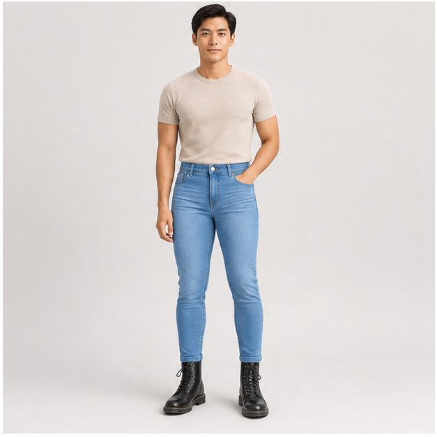 Skinny High Waisted Jeans for Women Stretchy Boyfriend Slim Fit Long Denim Pants Pull Trendy Jeans Fashion - model view